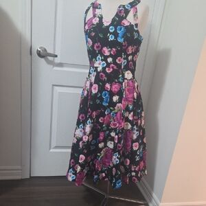 Floral Sleeveless Dress - Black, Pink, Blue